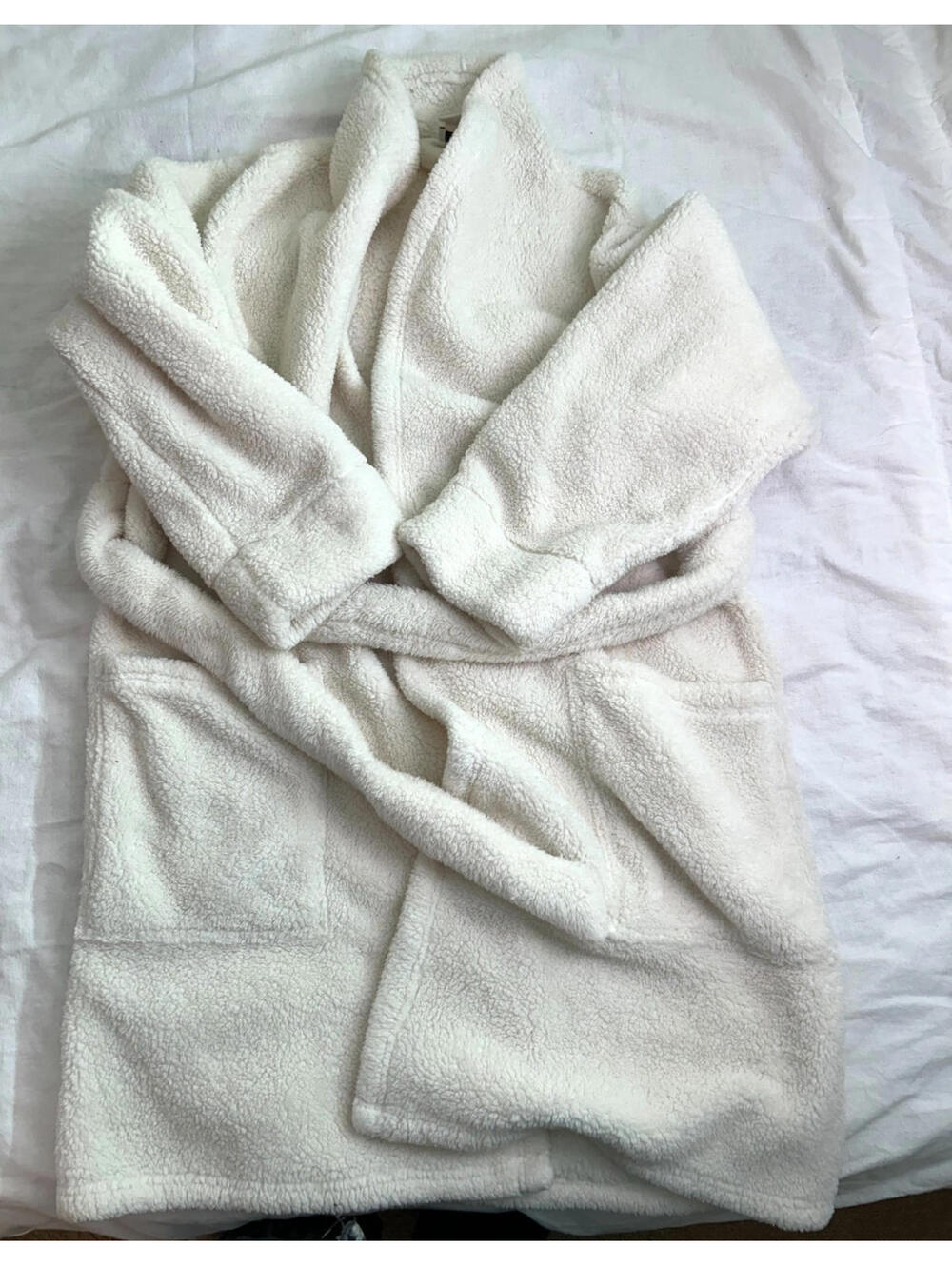 ULTA Beauty Robe Womens Large  L/XL Soft Plush Ivory Cream White Bathrobe